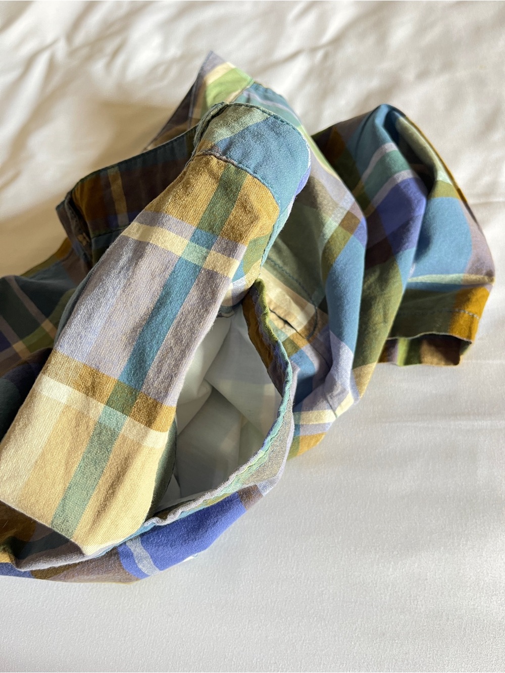 Merona Women Plaid Shorts Size 8 Cotton Blue Green Brown Casual Summer Chino - Picture 10 of 16